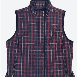 Talbots Purple/Blue Plaid Puffer Vest • Sz Large P